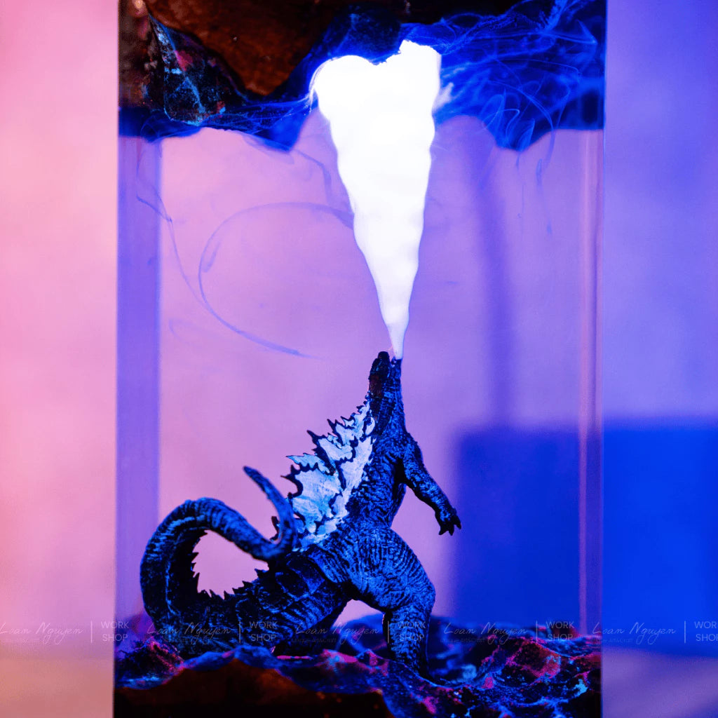 Handmade Vertical Godzilla Night Lamp, Sky-Breaking Design, for Desk or Bedroom Decoration, Perfect as a Gift - CDResin.com