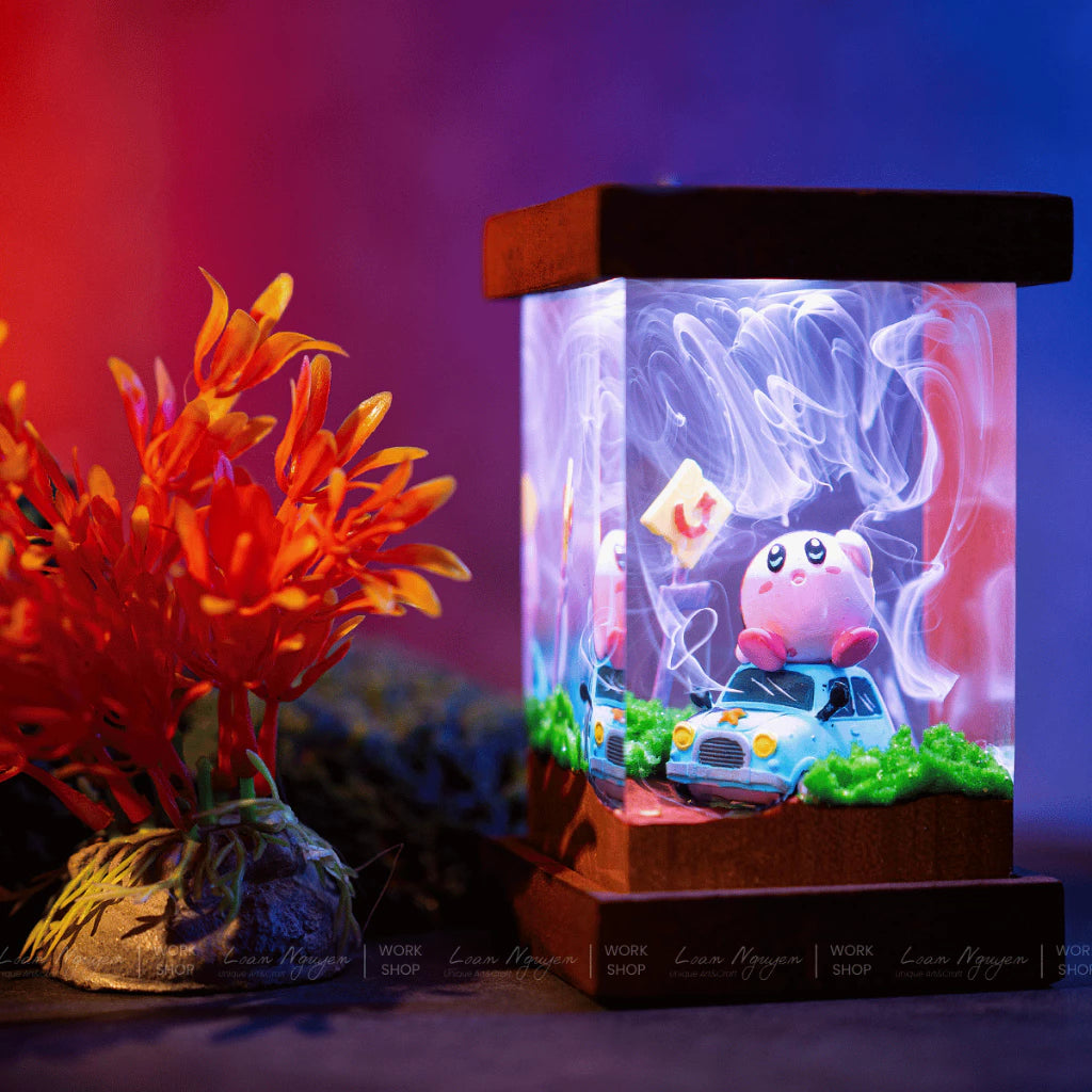 Kiby Night Light, Desk Decoration, Bedroom, Handcrafted, Perfect as a Gift - CDResin.com