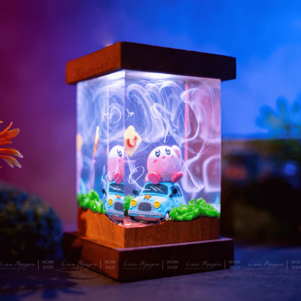 Kiby Night Light, Desk Decoration, Bedroom, Handcrafted, Perfect as a Gift - CDResin.com