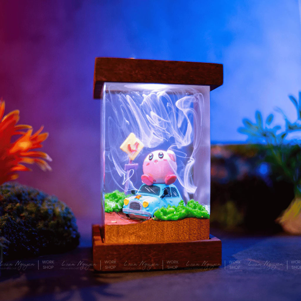 Kiby Night Light, Desk Decoration, Bedroom, Handcrafted, Perfect as a Gift - CDResin.com