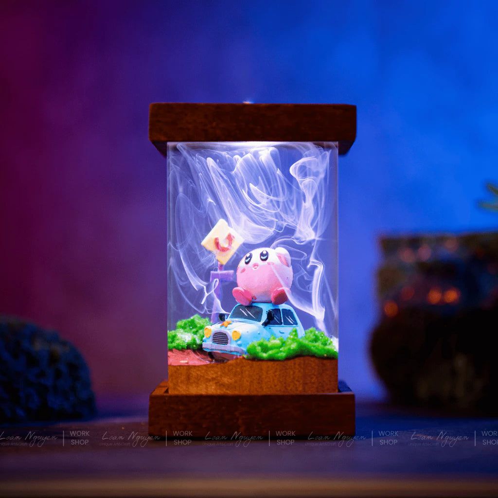 Kiby Night Light, Desk Decoration, Bedroom, Handcrafted, Perfect as a Gift - CDResin.com