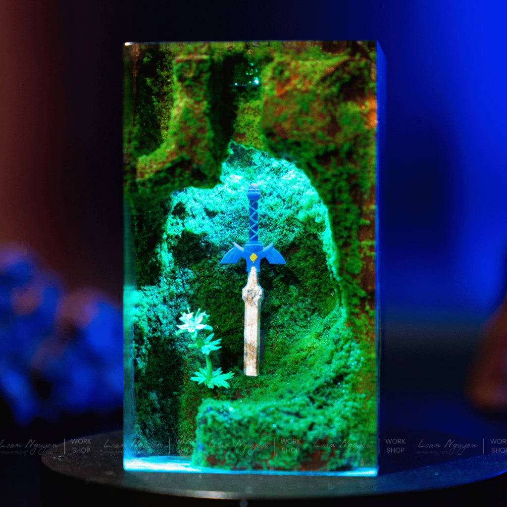 Master Sword Night Light with Princess Zelda Flower, Decorative, Handmade, Perfect for Gifting - CDResin.com