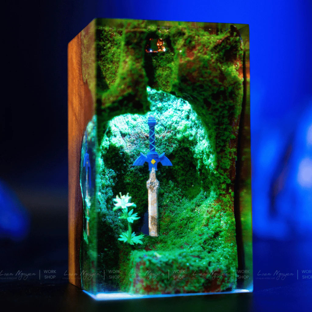 Master Sword Night Light with Princess Zelda Flower, Decorative, Handmade, Perfect for Gifting - CDResin.com