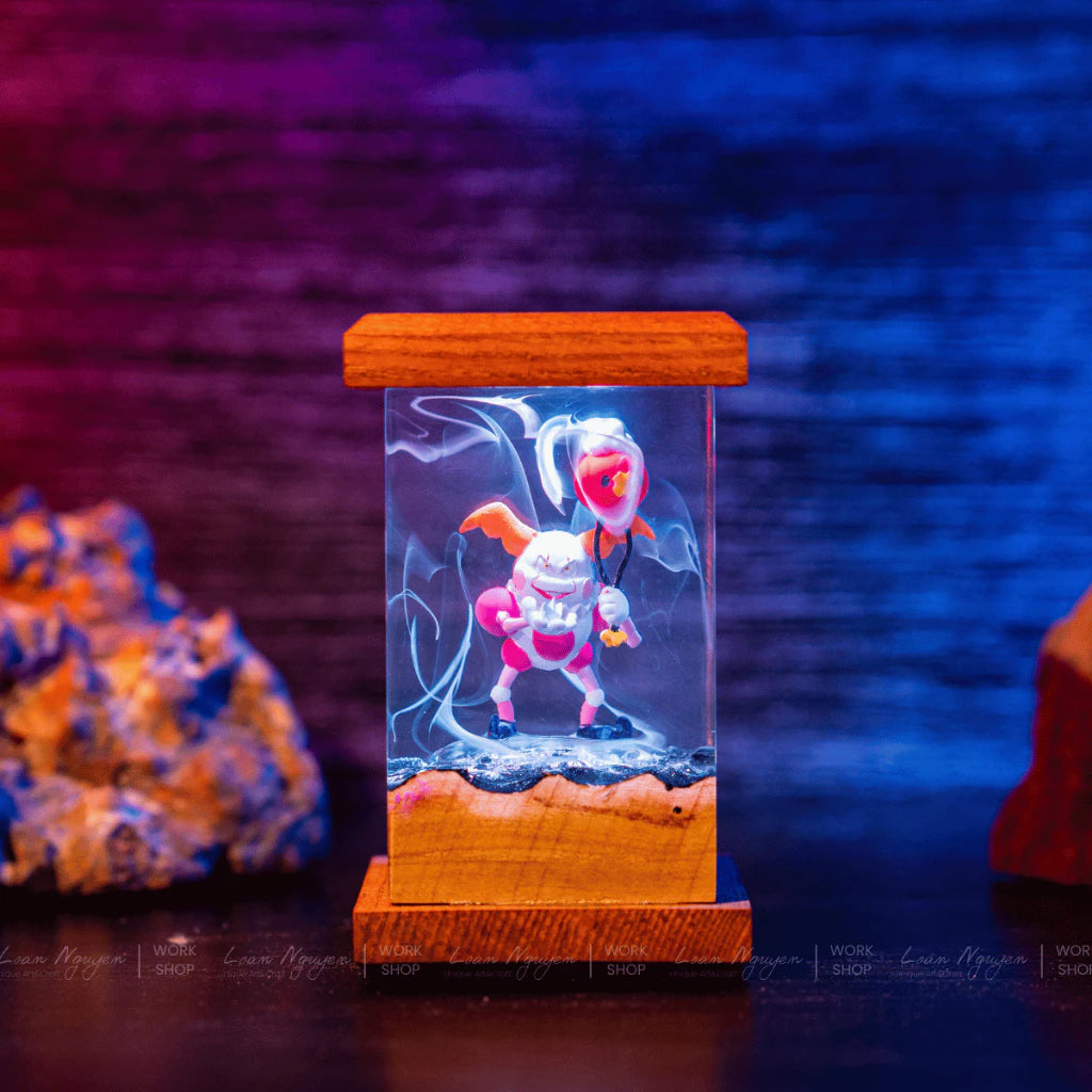 Mr. Mime Night Light, Desk Decoration, Bedroom, Handmade, Ideal for Gift Giving - CDResin.com