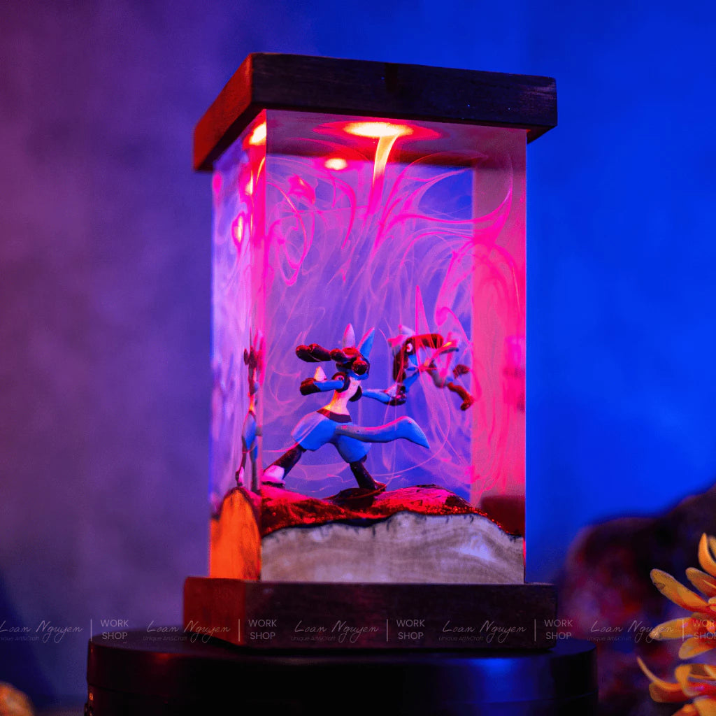 Mega Lucario Pokemon Night Light, Desk Decoration, Bedroom, Handcrafted, Perfect for Gifting - CDResin.com