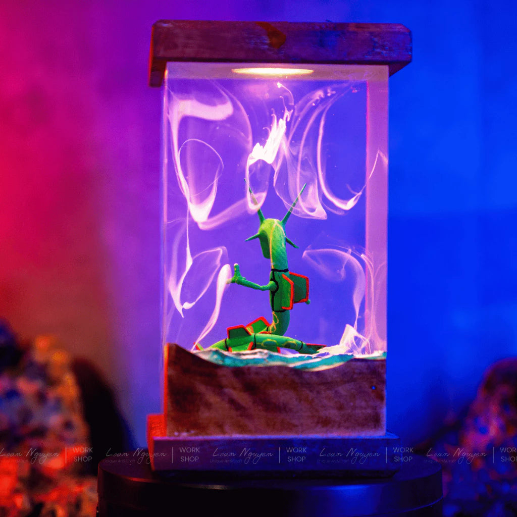 Pokemon Rayquaza Night Light, Desk Decor, Bedroom, Handmade, Perfect for Gifts - CDResin.com