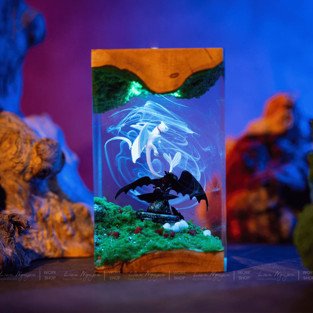 Toothless Night Light with Angry Light, Desk Decoration for Bedroom, Handmade, Perfect as a Gift - CDResin.com