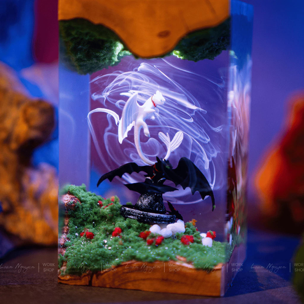 Toothless Night Light with Angry Light, Desk Decoration for Bedroom, Handmade, Perfect as a Gift - CDResin.com