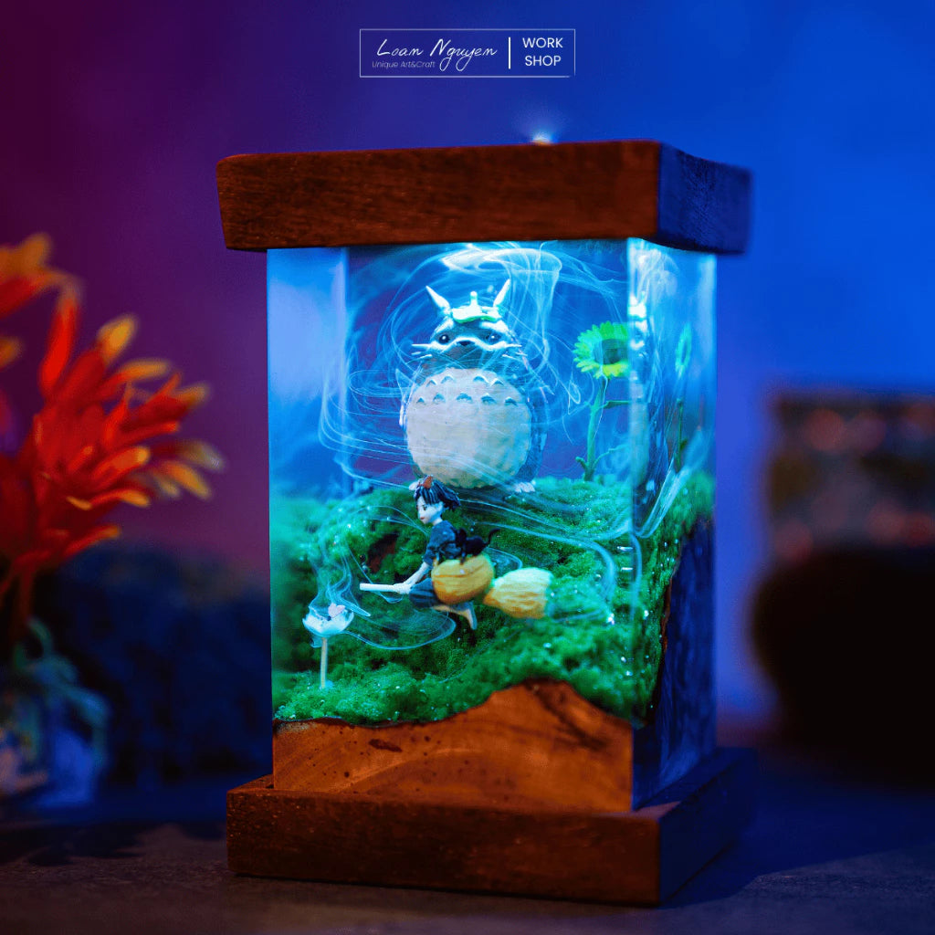 Totoro and Kiki Night Light, Desk Decoration, Handmade for Bedroom, Perfect as a Gift - CDResin.com