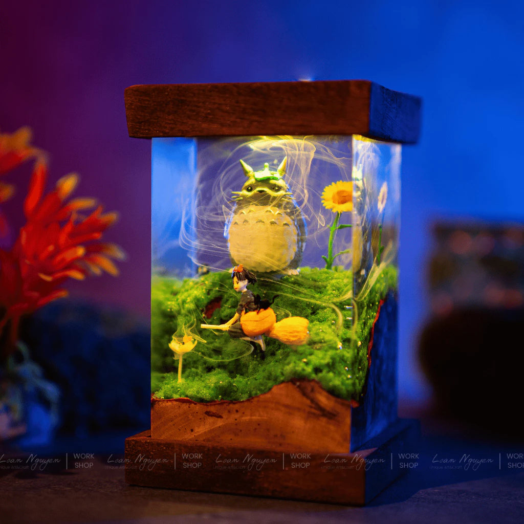 Totoro and Kiki Night Light, Desk Decoration, Handmade for Bedroom, Perfect as a Gift - CDResin.com