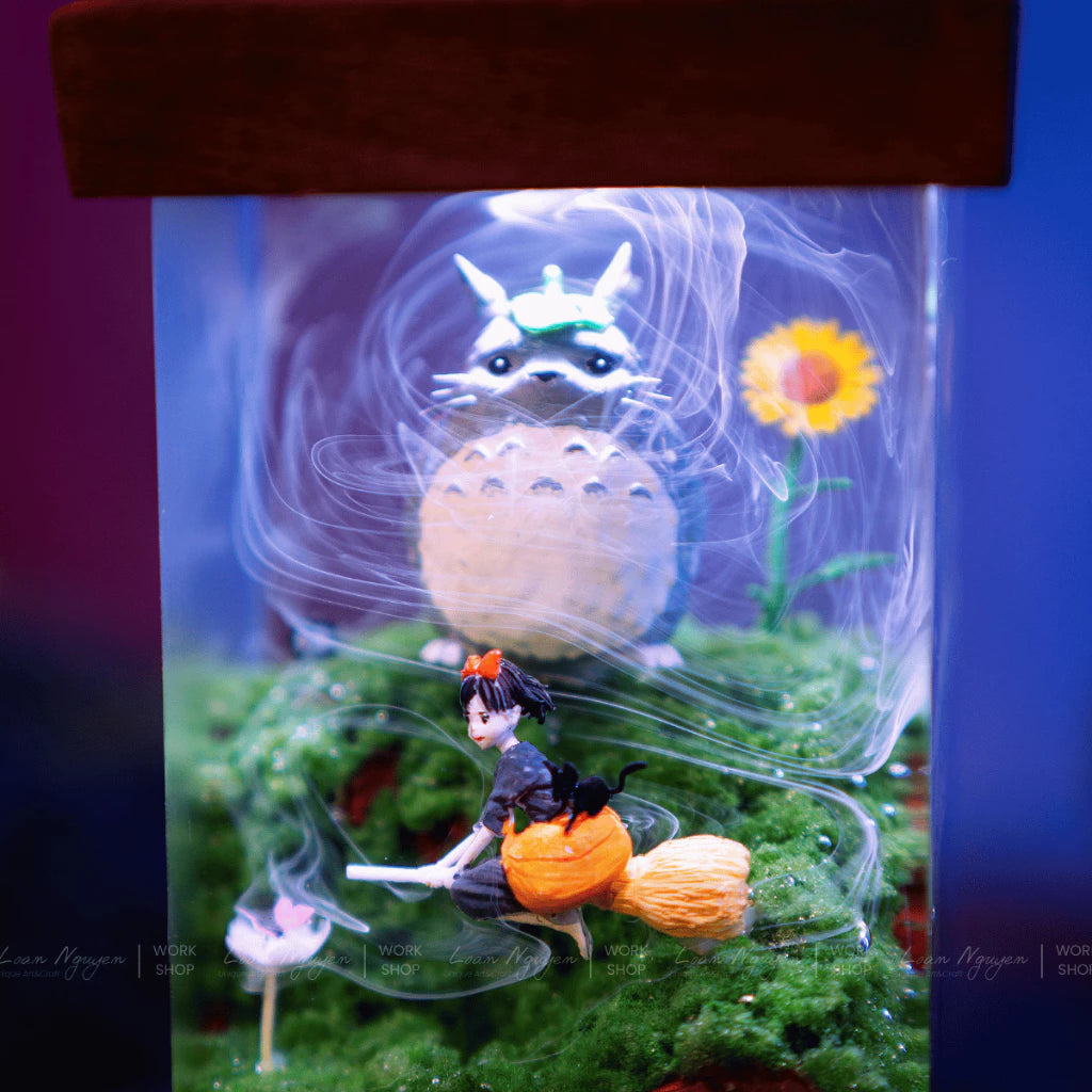 Totoro and Kiki Night Light, Desk Decoration, Handmade for Bedroom, Perfect as a Gift - CDResin.com