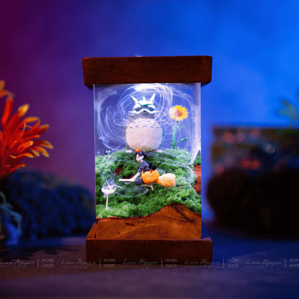 Totoro and Kiki Night Light, Desk Decoration, Handmade for Bedroom, Perfect as a Gift - CDResin.com